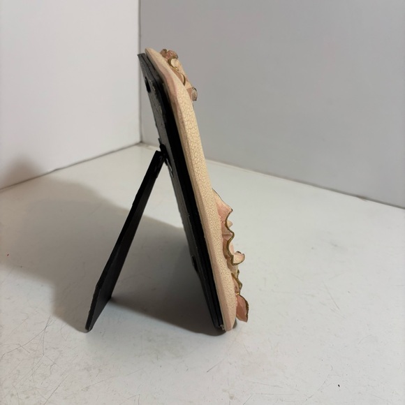 🛍️3/$30 Vintage 1980’s floral pink calla lily crackle ceramic picture frame - Picture 3 of 12